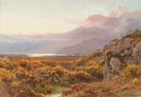 Sunset Over Moorland Oil Painting by Harry Sutton Palmer