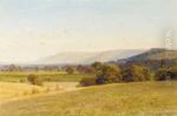 A Cornfield On The Sussex Downs Oil Painting by Harry Sutton Palmer