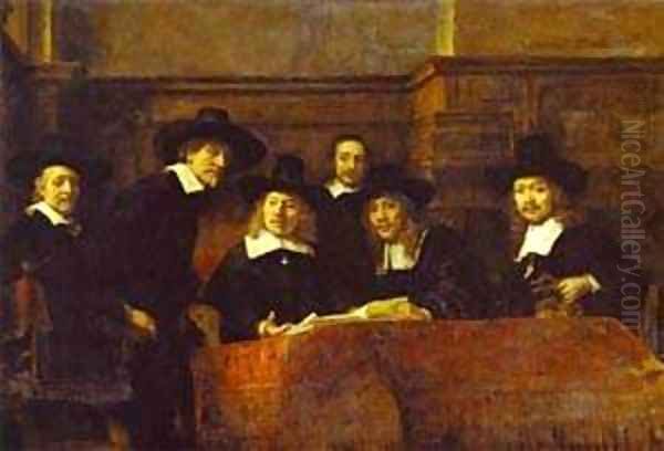 The Syndics Of The Clothmakers Guild (The Staalmeesters) 1662 Oil Painting by Harmenszoon van Rijn Rembrandt