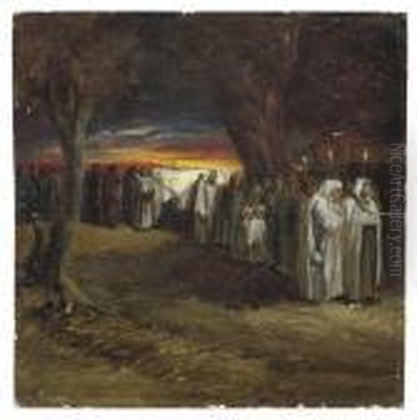 A Procession At Dusk Oil Painting by Samuel Palmer