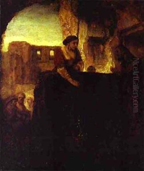 Christ And The Woman Of Samaria 1659 Oil Painting by Harmenszoon van Rijn Rembrandt