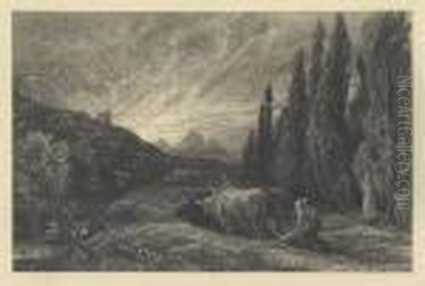 The Early Ploughman. Oil Painting by Samuel Palmer