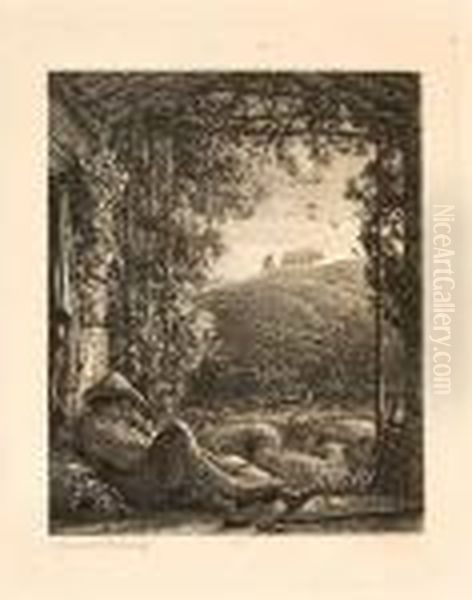 Sleeping Shepherd Oil Painting by Samuel Palmer