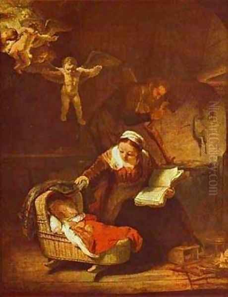 Holy Family 1645 Oil Painting by Harmenszoon van Rijn Rembrandt