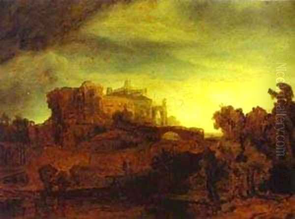 Landscape With A Castle 1632 Oil Painting by Harmenszoon van Rijn Rembrandt