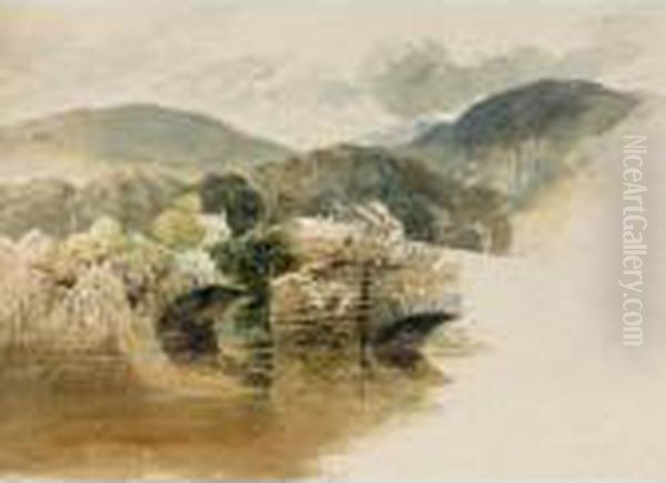 Beddgelert Bridge, North Wales Oil Painting by Samuel Palmer