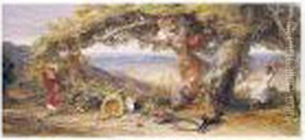 Signed Twice Oil Painting by Samuel Palmer