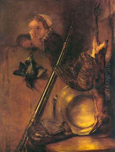 Still Life with Bittern and a Girl Oil Painting by Harmenszoon van Rijn Rembrandt