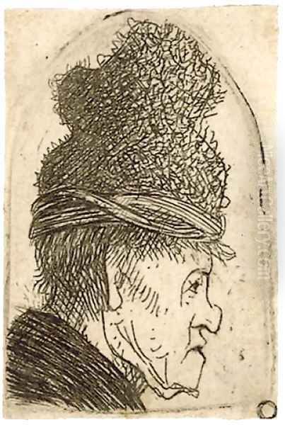 A grotesque Profile Man in a high Cap Oil Painting by Harmenszoon van Rijn Rembrandt