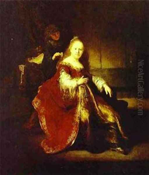 Esther Preparing To Iontercede With Assuerus 1633 Oil Painting by Harmenszoon van Rijn Rembrandt