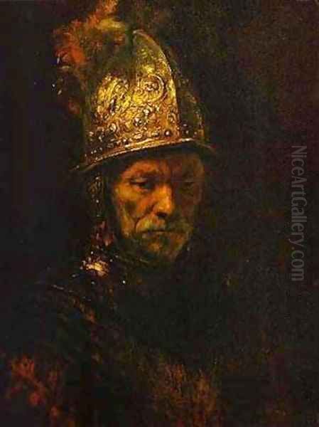 Man In A Gold Helmet 1650 Oil Painting by Harmenszoon van Rijn Rembrandt