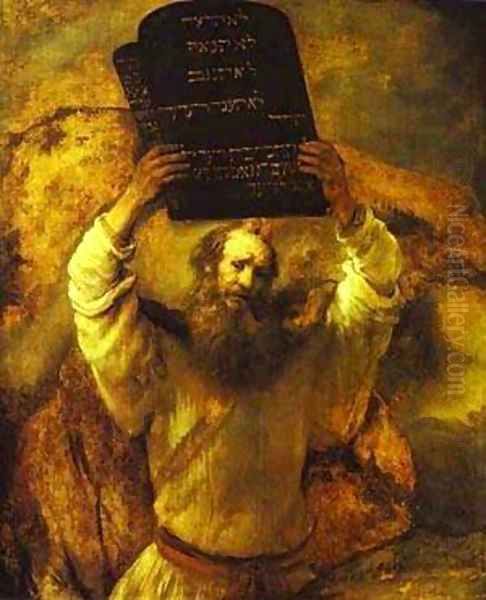 Moses Smashing The Tables Of The Law 1659 Oil Painting by Harmenszoon van Rijn Rembrandt