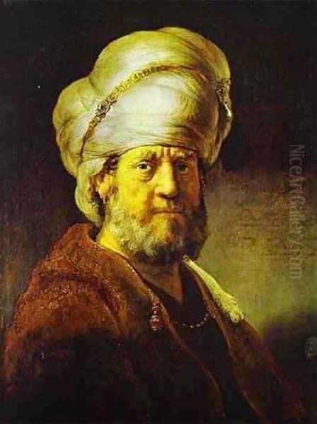 Portrait Of A Man In An Oriental Costume 1635 Oil Painting by Harmenszoon van Rijn Rembrandt