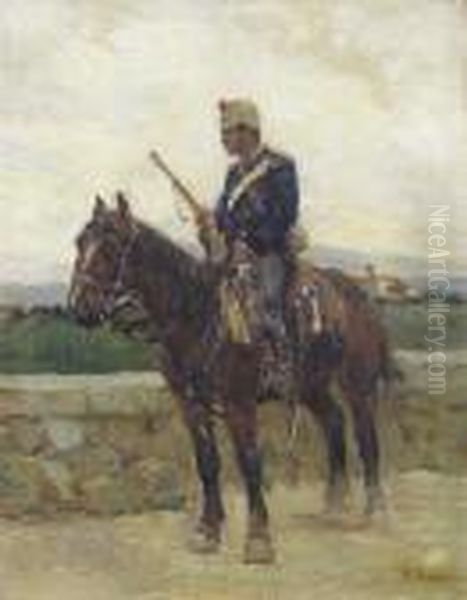 Soldato A Cavallo Oil Painting by Ruggero Panerai