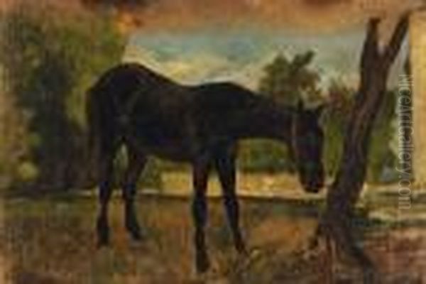 Cavallo Legatoall'albero Oil Painting by Ruggero Panerai