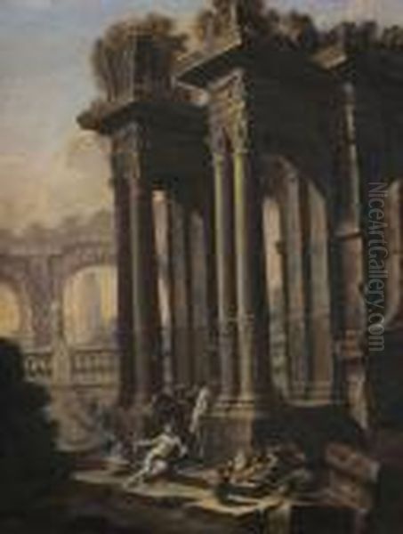 Caprice Architectura Oil Painting by Giovanni Niccolo Servandoni