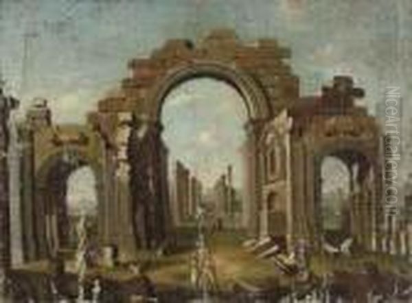 A View Of The Ruins Of Palmyra Oil Painting by Giovanni Niccolo Servandoni