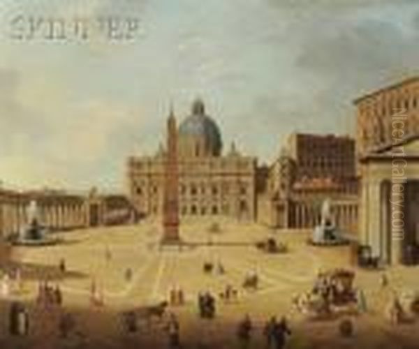 View Of St. Peter's Square, Rome Oil Painting by Giovanni Niccolo Servandoni