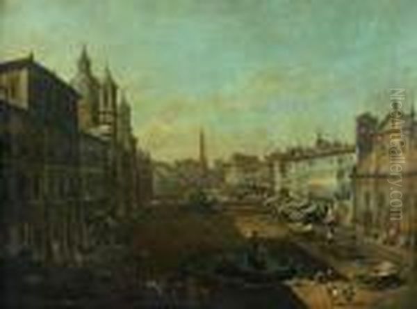 Piazza Navona Oil Painting by Giovanni Niccolo Servandoni