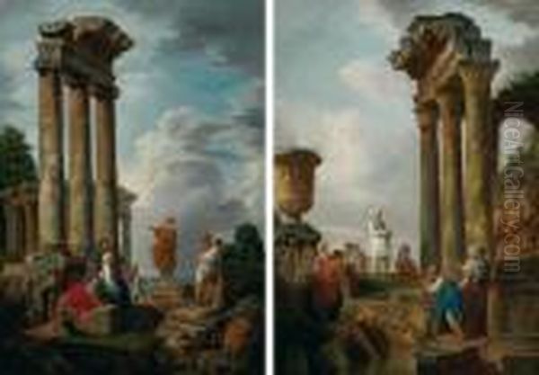 Ruinas Con San Pablo Predicando Oil Painting by Giovanni Niccolo Servandoni