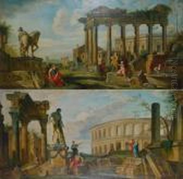 Vedute Di Roma Sparita Oil Painting by Giovanni Niccolo Servandoni