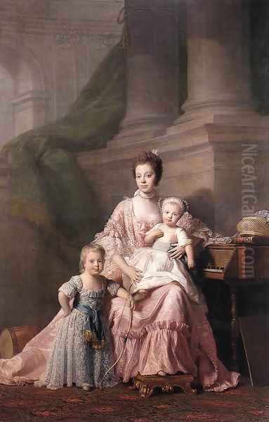 Queen Charlotte with her Two Children Oil Painting by Allan Ramsay