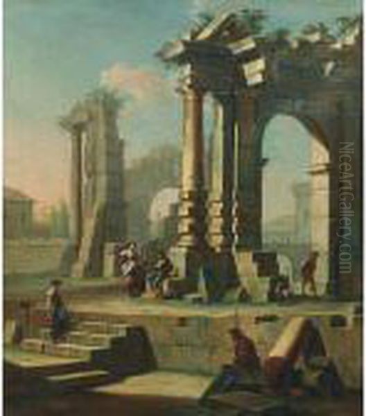 Capriccio Architettonico Oil Painting by Giovanni Niccolo Servandoni