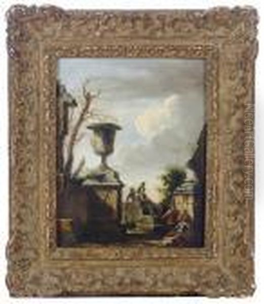 A 
Capriccio Oil Painting by Giovanni Niccolo Servandoni