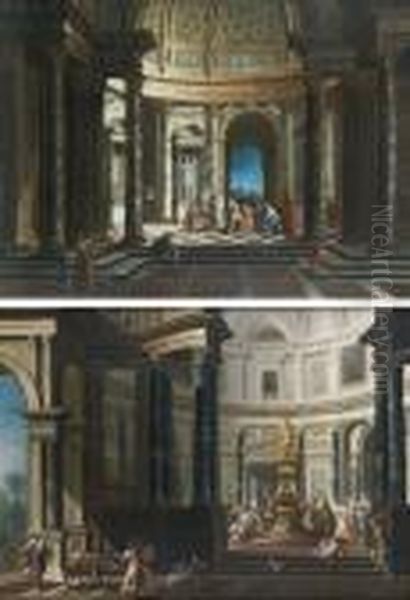 Scenes Antiques Dans Un Palais Oil Painting by Giovanni Niccolo Servandoni