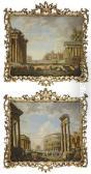 An Architectural 
Capriccio Oil Painting by Giovanni Niccolo Servandoni