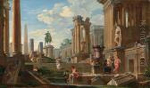 Capriccio Architettonico Con Rovine Classiche Oil Painting by Giovanni Niccolo Servandoni