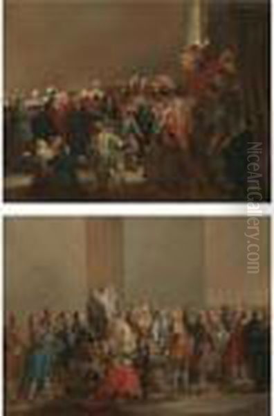 Studies Of Figures For The Opening Of The Porta Santa (1750) Oil Painting by Giovanni Niccolo Servandoni