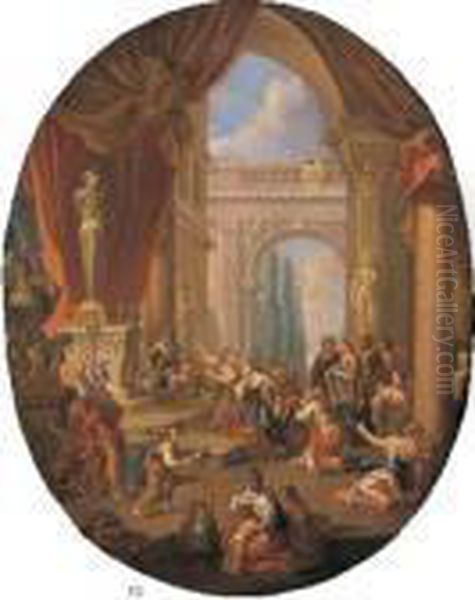 Priamo Sacrifica Agli Dei Oil Painting by Giovanni Niccolo Servandoni