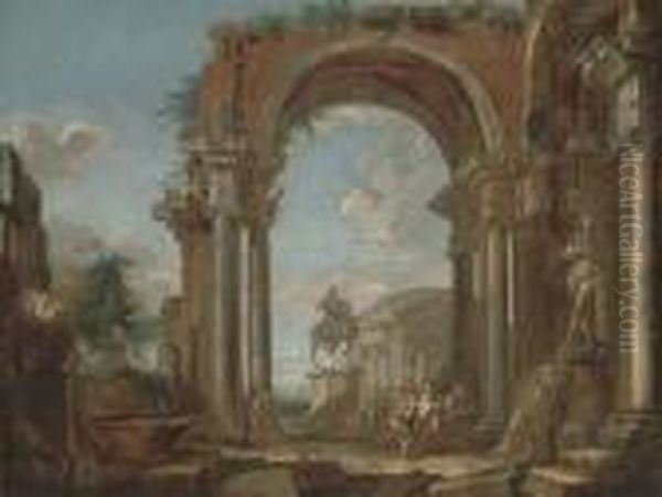 A Capriccio Of Classical Ruins by Giovanni Niccolo Servandoni