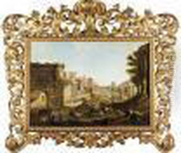 Rome, A View Of The Forum Oil Painting by Giovanni Niccolo Servandoni