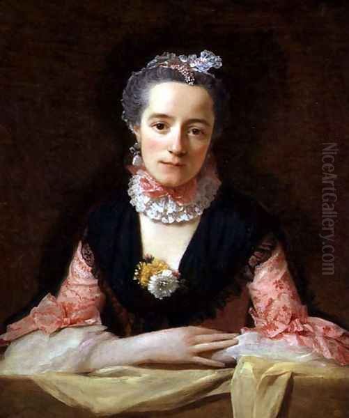 An Unknown Woman in a Pink Dress Oil Painting by Allan Ramsay