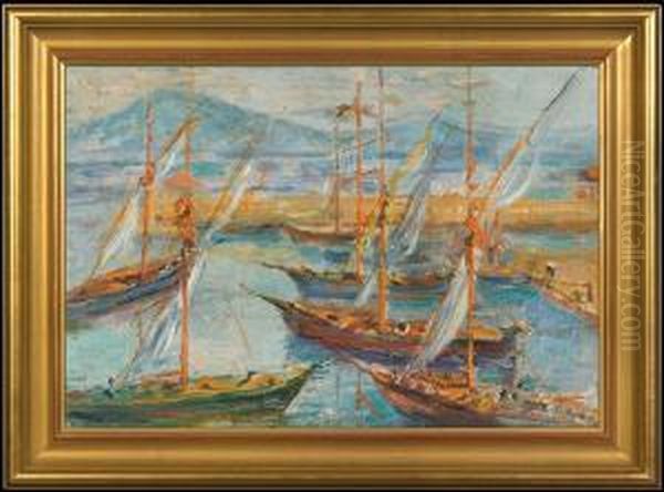 Boats In St.tropez Oil Painting by Jozef Pankiewicz