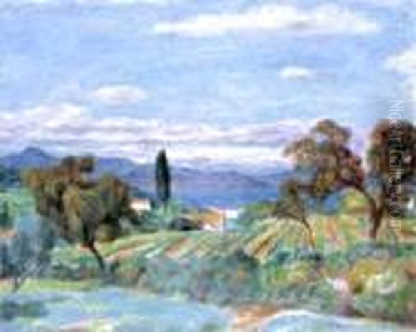 Pejzaz Z Saint-tropez Oil Painting by Jozef Pankiewicz