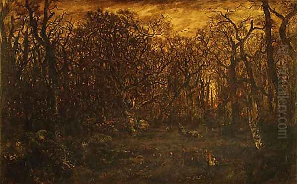 The Forest in Winter at Sunset 1845 Oil Painting by Allan Ramsay