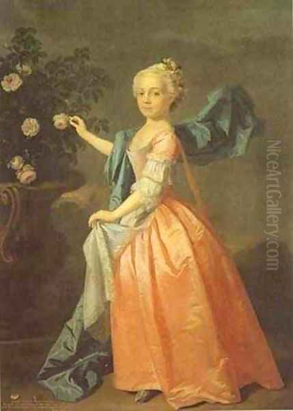 Portrait Of Agnes Murray Kynnynmond 1739 Oil Painting by Allan Ramsay