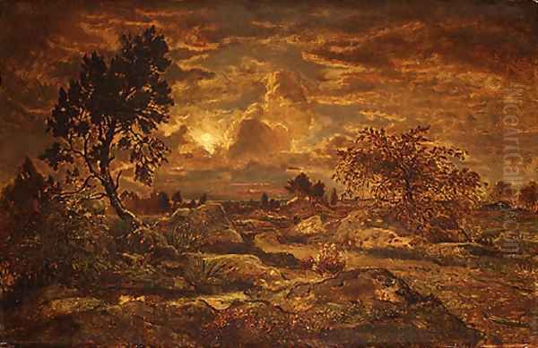 Sunset near Arbonne ca 1860 Oil Painting by Allan Ramsay