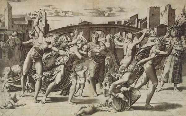 Massacre of the Innocents Oil Painting by Marcantonio Raimondi