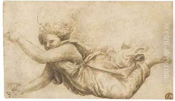 A flying angel, after Raphael Oil Painting by Marcantonio Raimondi