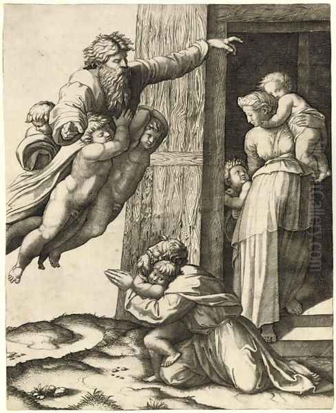 God appearing to Noah Oil Painting by Marcantonio Raimondi