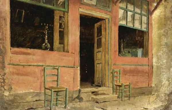 Cafe Oil Painting by Theodore Jacques Ralli