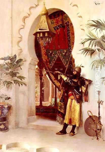 An Eastern Guard Oil Painting by Theodore Jacques Ralli