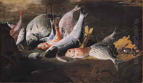 Fish and Crab Oil Painting by Giuseppe Recco