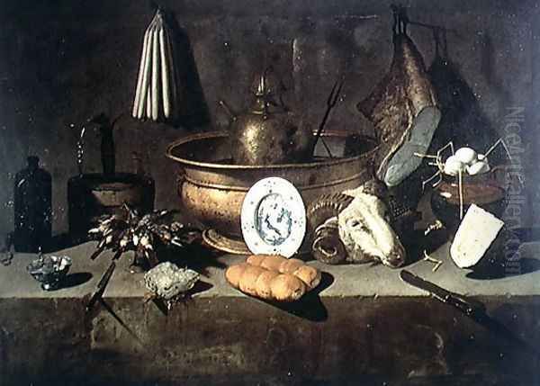 Still Life in a Kitchen Oil Painting by Giuseppe Recco