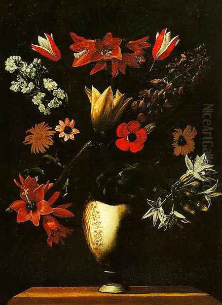 Vase with Crown Imperial Tulips and Anemones Oil Painting by Giuseppe Recco