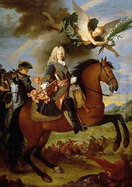 Equestrian Portrait of Philip V 1683-1746 Oil Painting by Jean Ranc